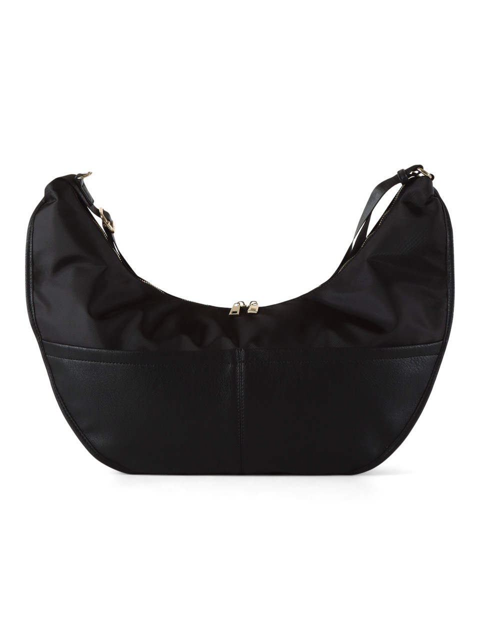 NERO | Borsa mezzaluna a tracolla in tessuto ed ecopelle