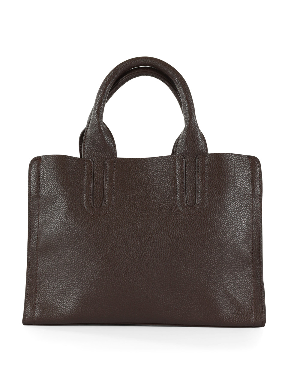 MARRONE | Borsa a mano media effetto martellato con logo impresso