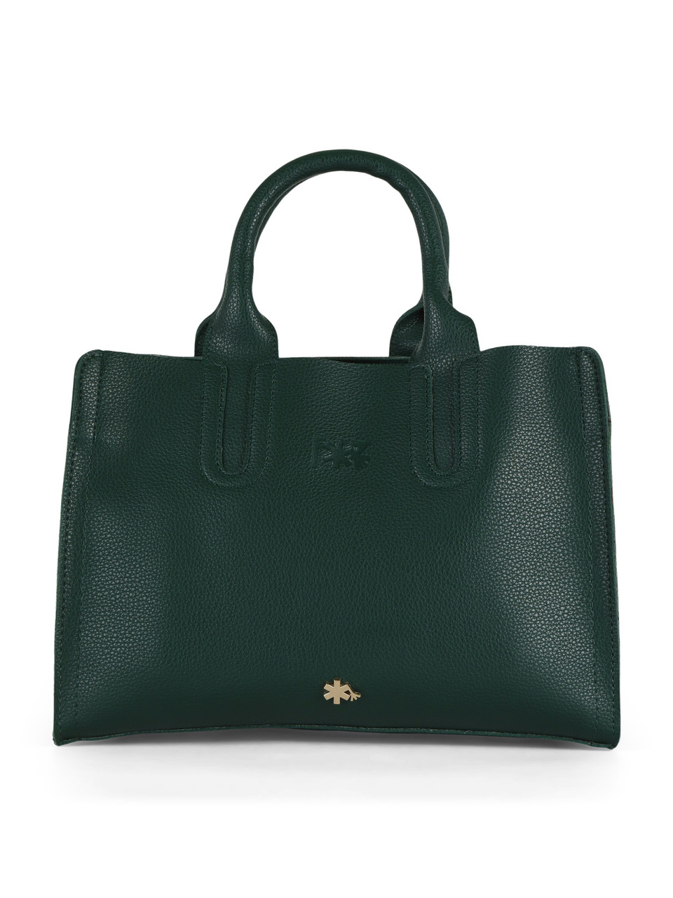 VERDE | Borsa a mano media effetto martellato con logo impresso