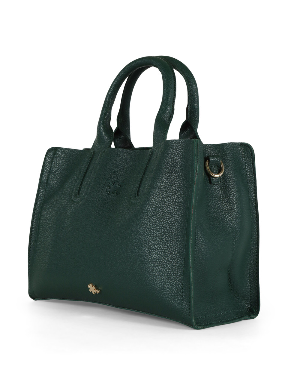 VERDE | Borsa a mano media effetto martellato con logo impresso