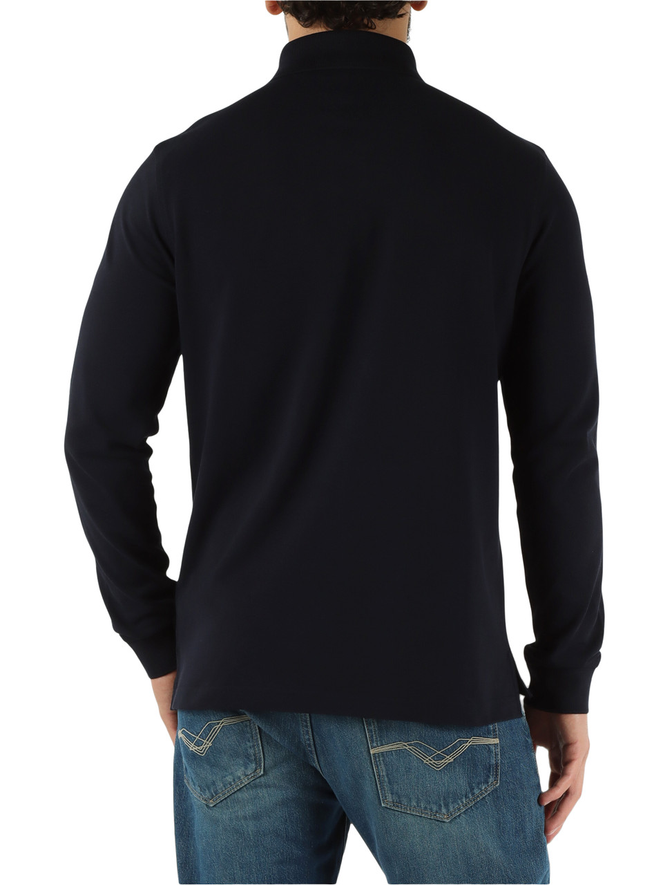 BLU SCURO | Polo manica lunga regular fit in cotone stretch