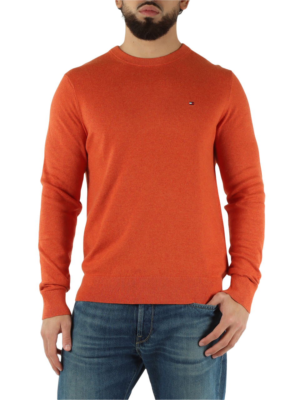 ORANGE | Rundhalspullover aus Pima-Baumwolle und Kaschmir