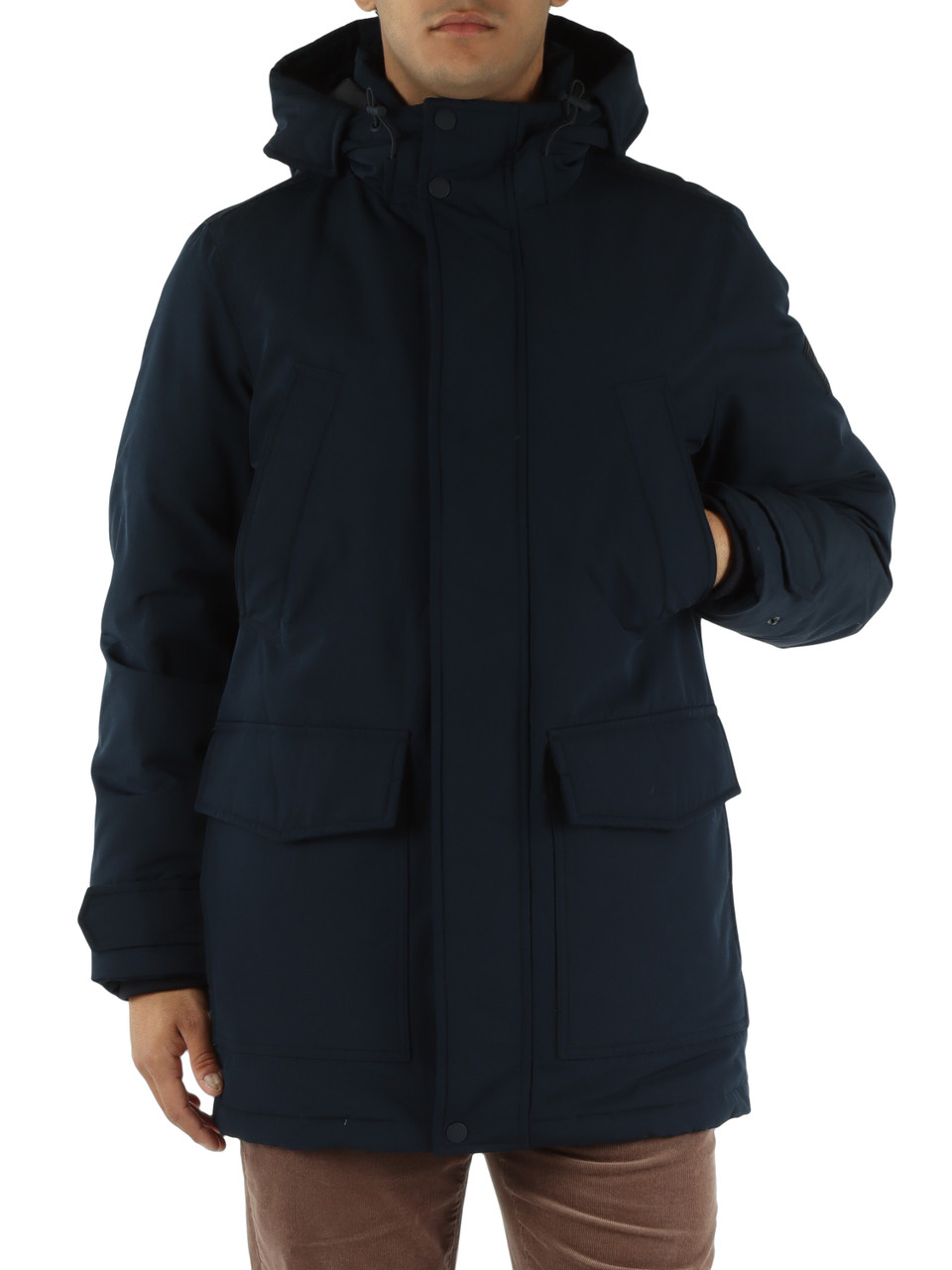 BLU | Piumino tre quarti idrorepellente con cappuccio