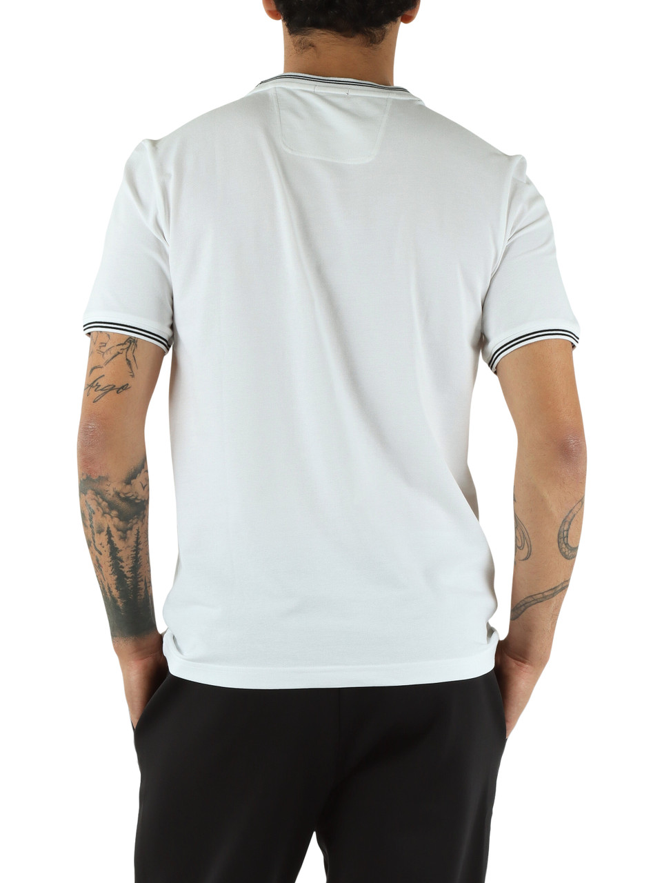BIANCO | T-shirt in cotone piquet stretch con scritta logo