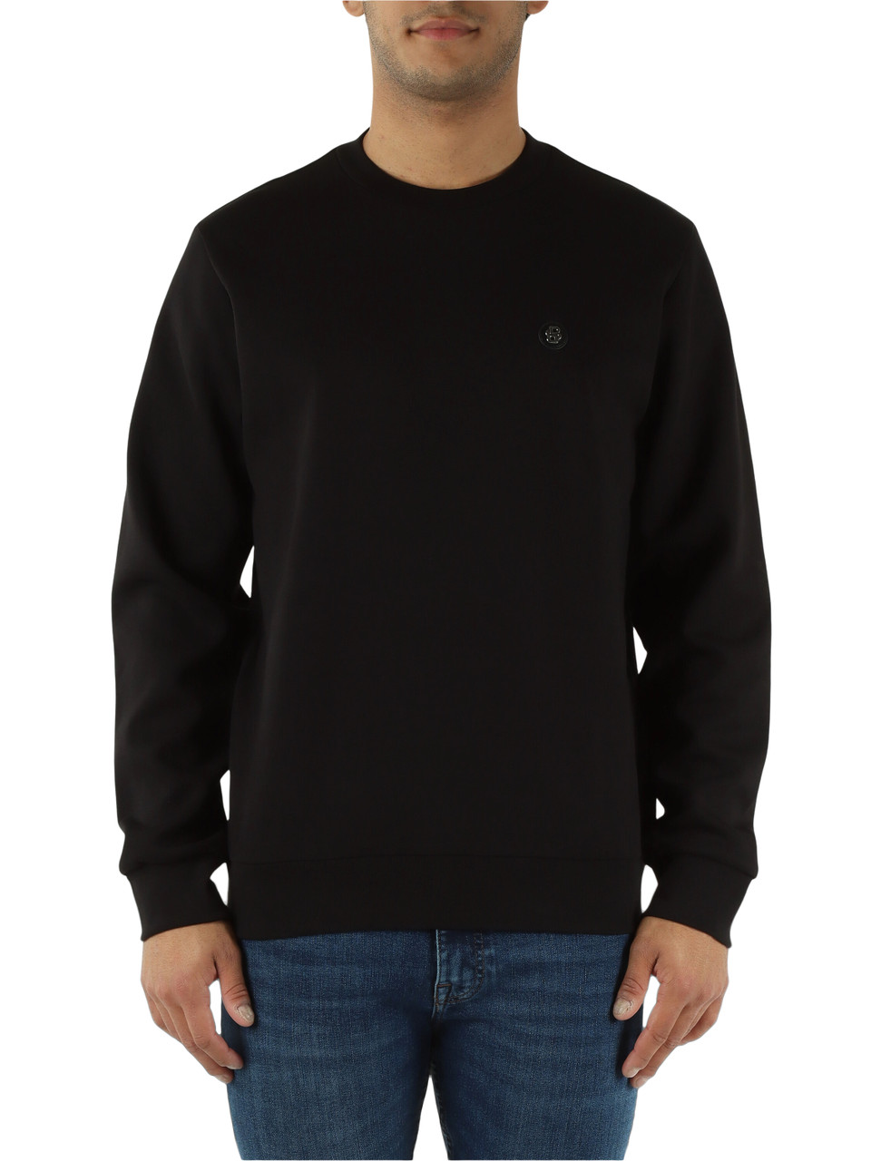 NERO | Felpa girocollo in misto cotone con patch logo