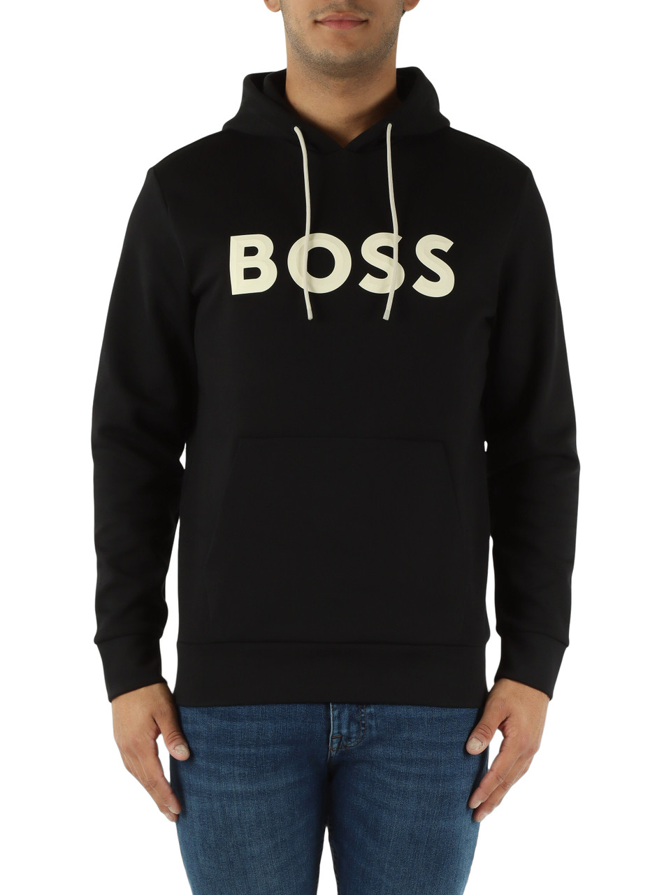 NERO | Felpa in misto cotone con cappuccio e scritta logo