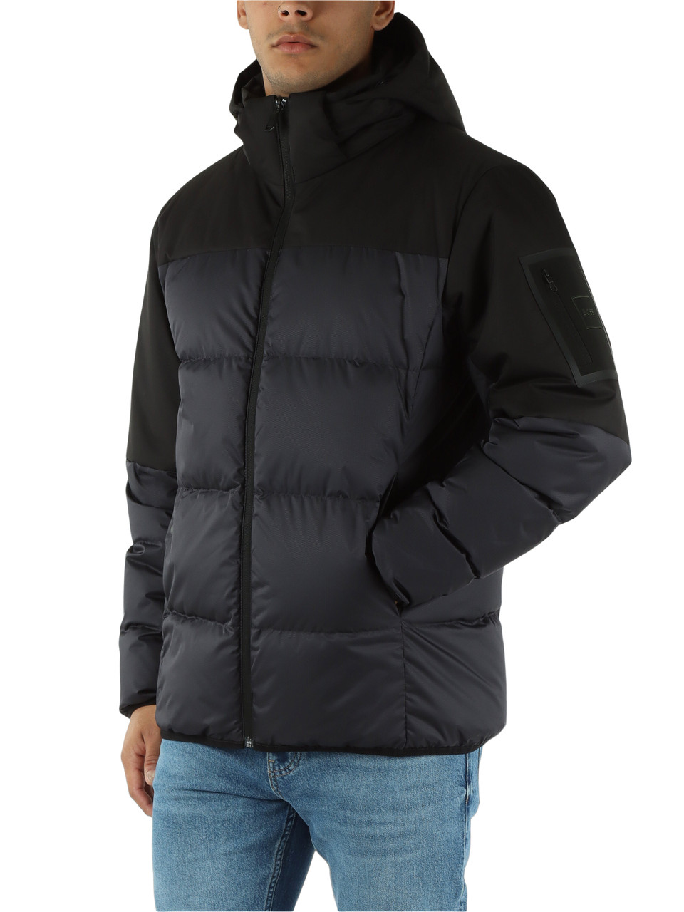 BLU SCURO | Piumino trapuntato con cappuccio BLOCK-X