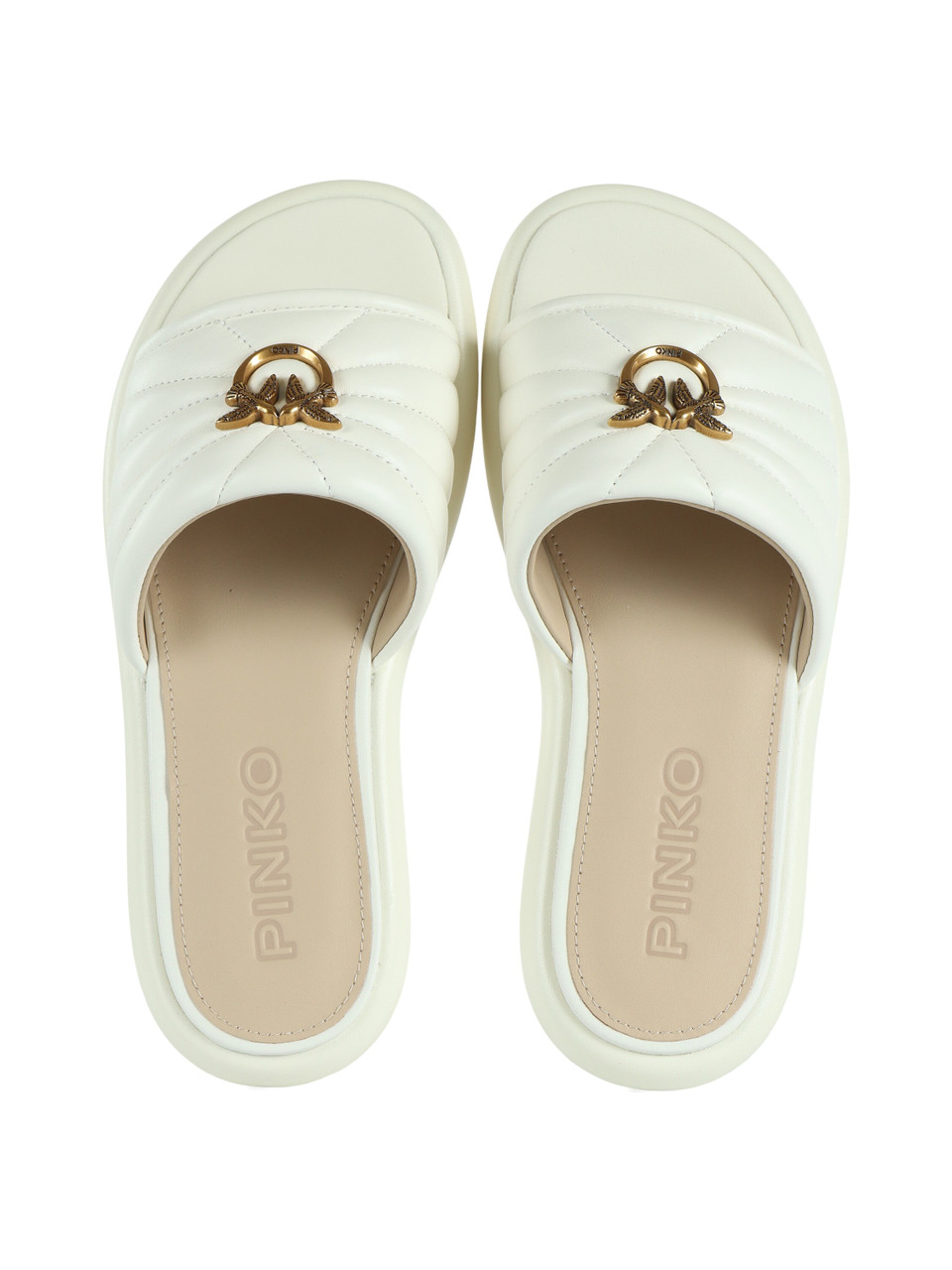 OFF WHITE | Ciabatta in pelle FIONA 03 con placca logo