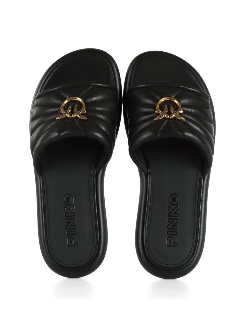 NERO | Ciabatta in pelle FIONA 03 con placca logo