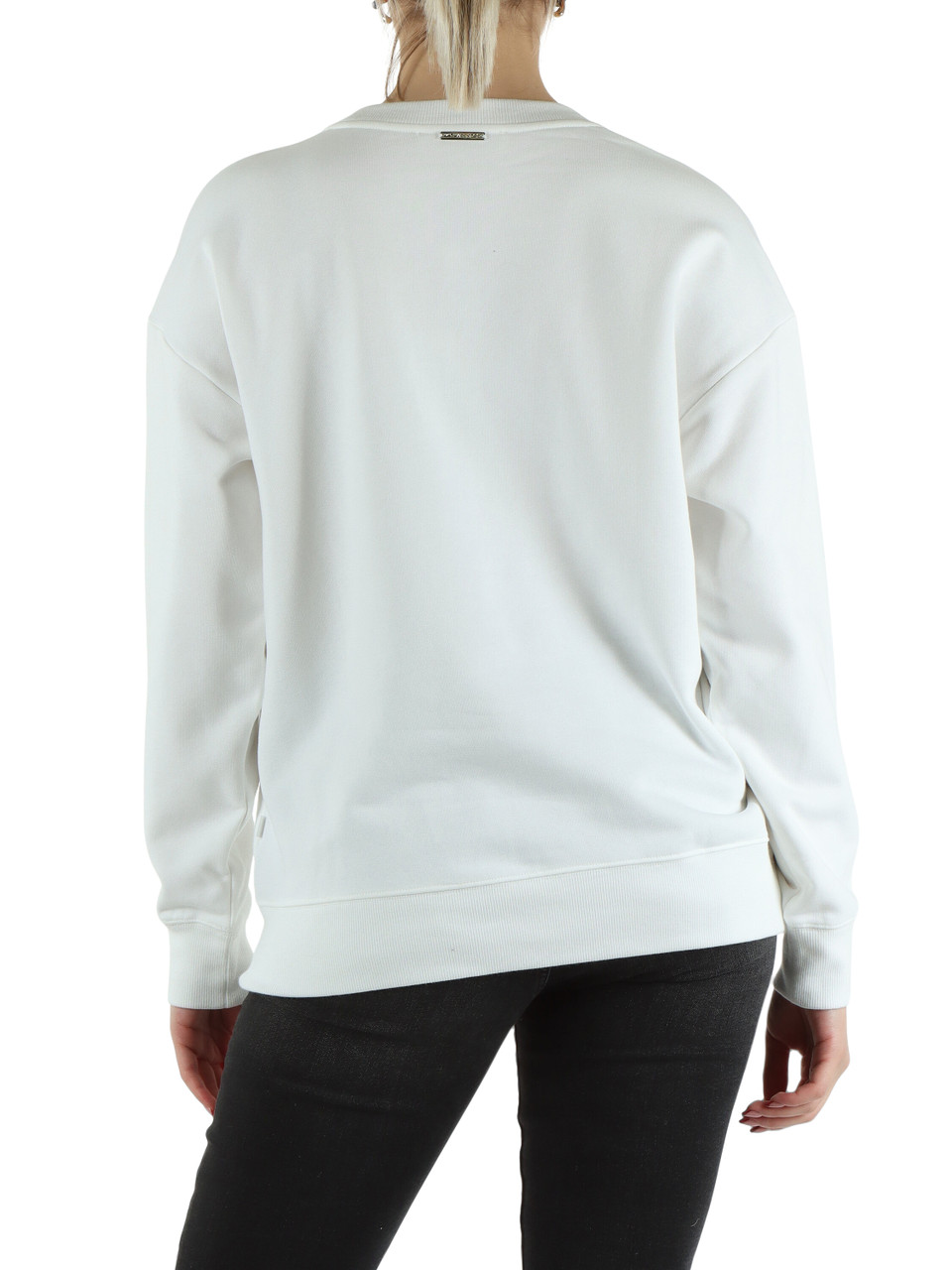 BIANCO | Felpa in cotone garzato con scritta logo a rilievo