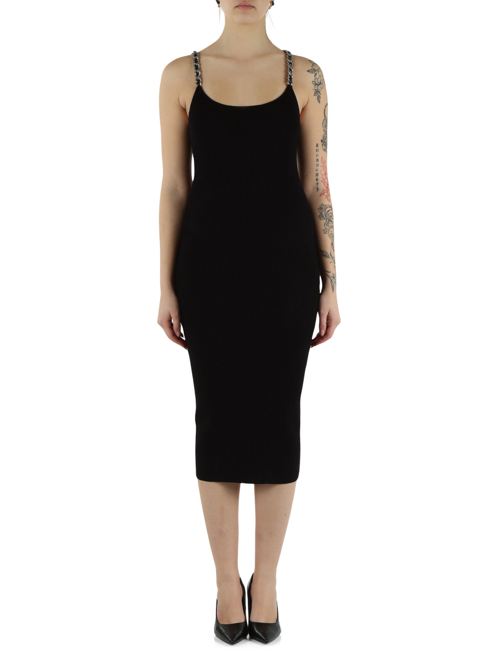 SCHWARZ | Rippenkleid aus Viskosemischung