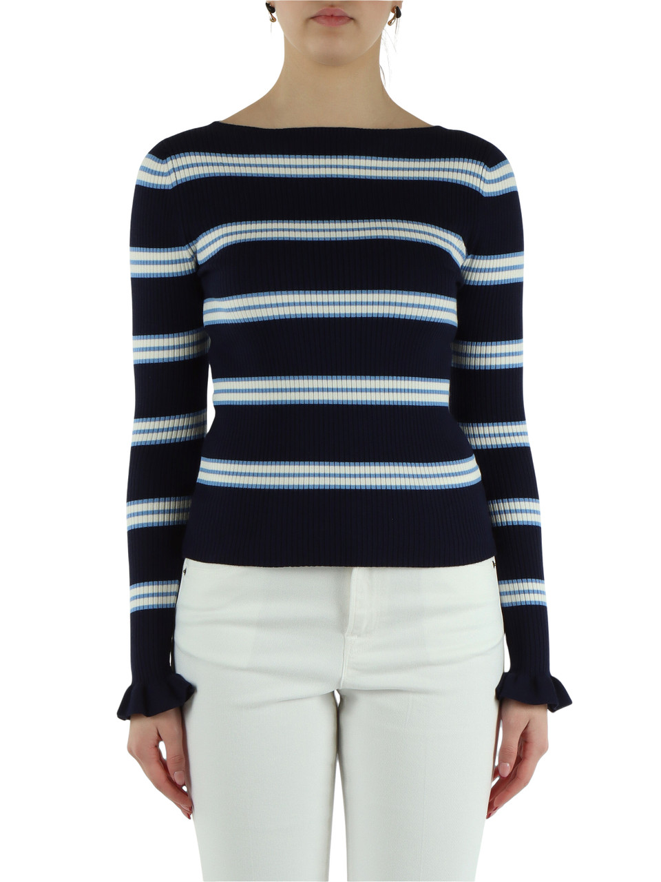 BLU SCURO | Maglia a costine in misto viscosa
