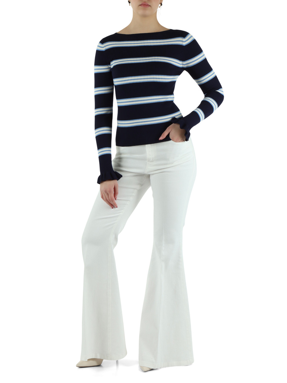 BLU SCURO | Maglia a costine in misto viscosa