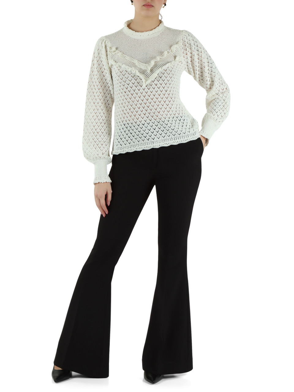 BIANCO | Maglia traforata in misto cotone