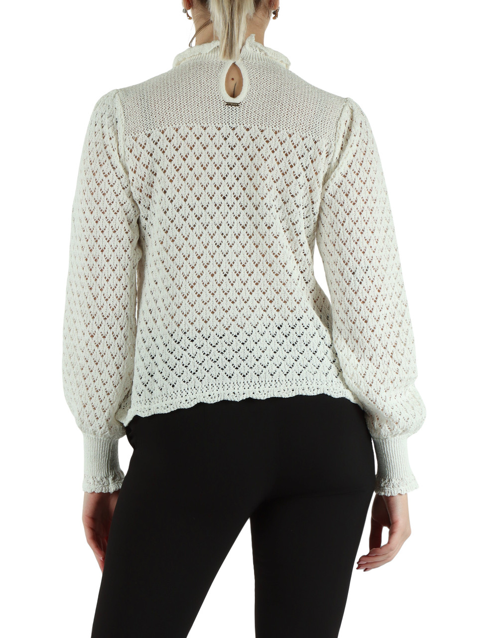 BIANCO | Maglia traforata in misto cotone