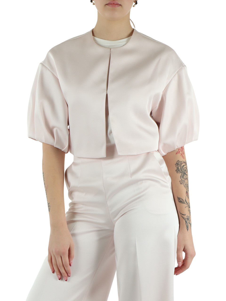 ROSA CHIARO | Giacchino manica corta in misto viscosa