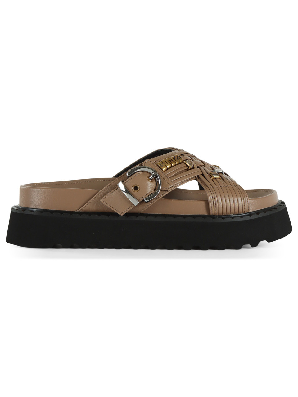 MARRONE CHIARO | Sandali stile ciabatta in nappa KATE 09