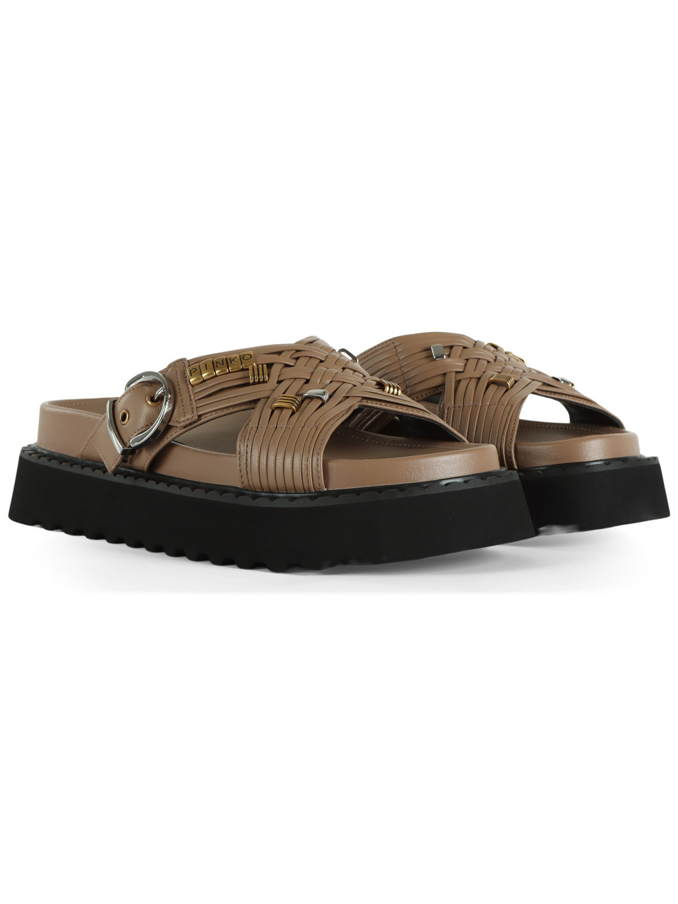 MARRONE CHIARO | Sandali stile ciabatta in nappa KATE 09