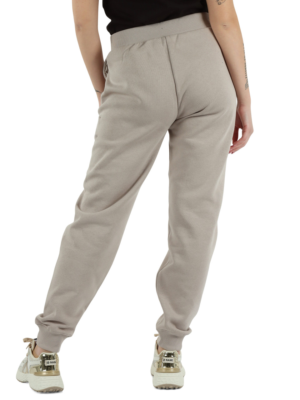 BEIGE | Pantaloni sportivi in cotone felpato con ricamo logo
