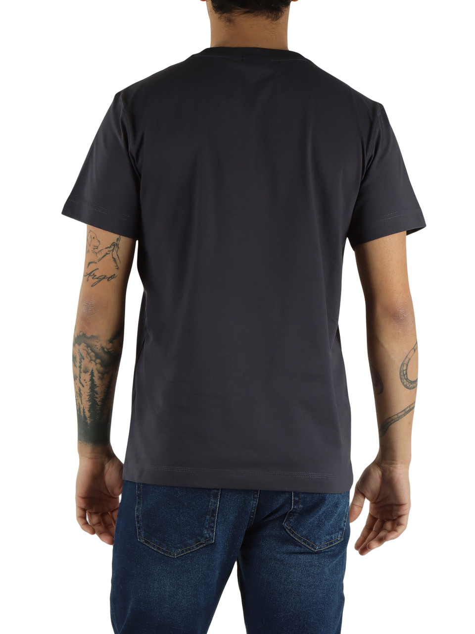 BLU SCURO | T-shirt in cotone con patch logo frontale