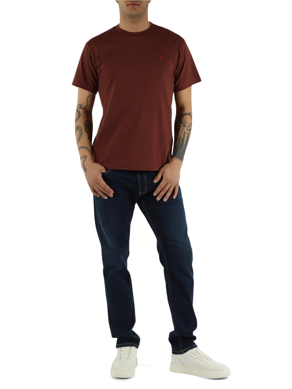 BORDEAUX | Baumwoll-T-Shirt mit Logo-Patch auf der Vorderseite