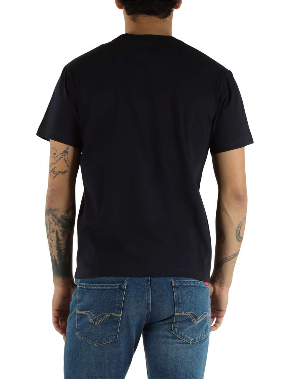 BLU SCURO | T-shirt in cotone con patch logo frontale