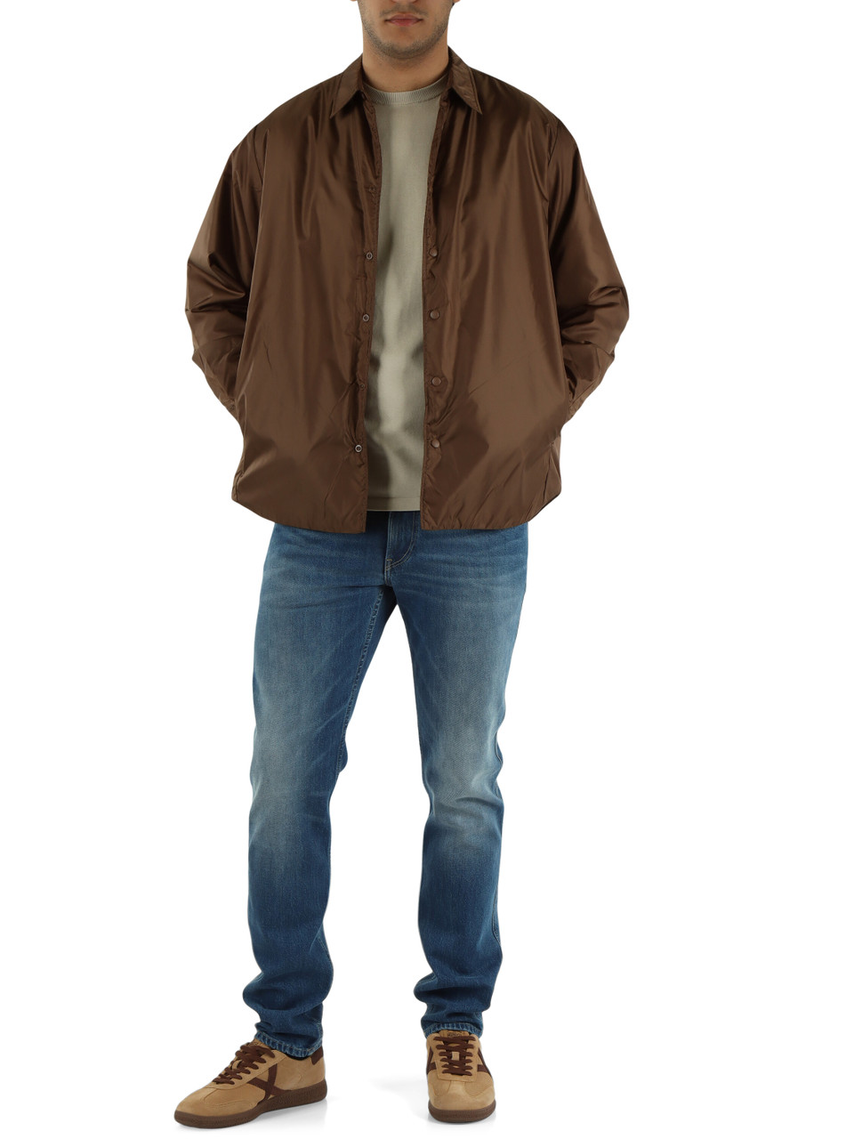 MARRONE | Overshirt in tessuto tecnico water repellent