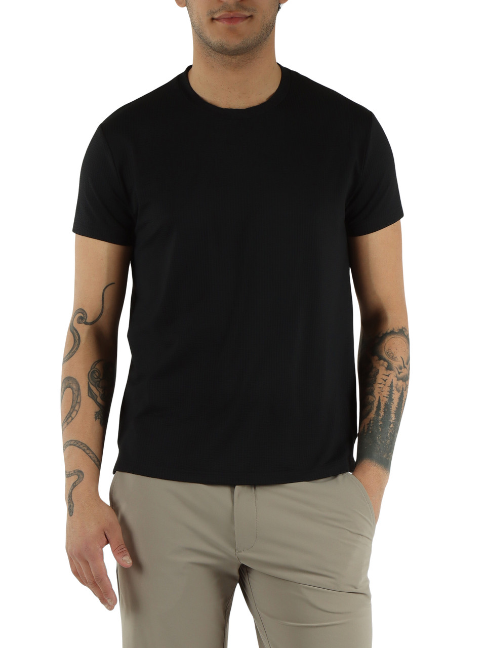 NERO | T-shirt in tessuto tecnico seersucker CYRIL TRIESTE