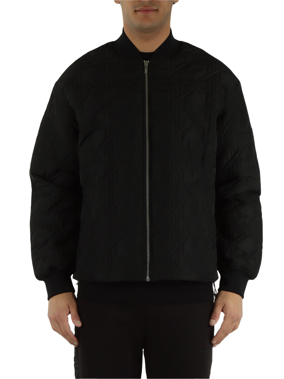 NERO | Giubbotto in tessuto tecnico con motivo logo trapuntato