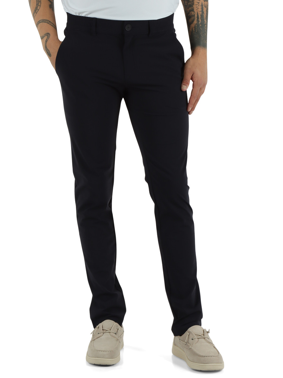 BLU SCURO | Pantalone in tessuto tecnico stretch SERGE LESCADA