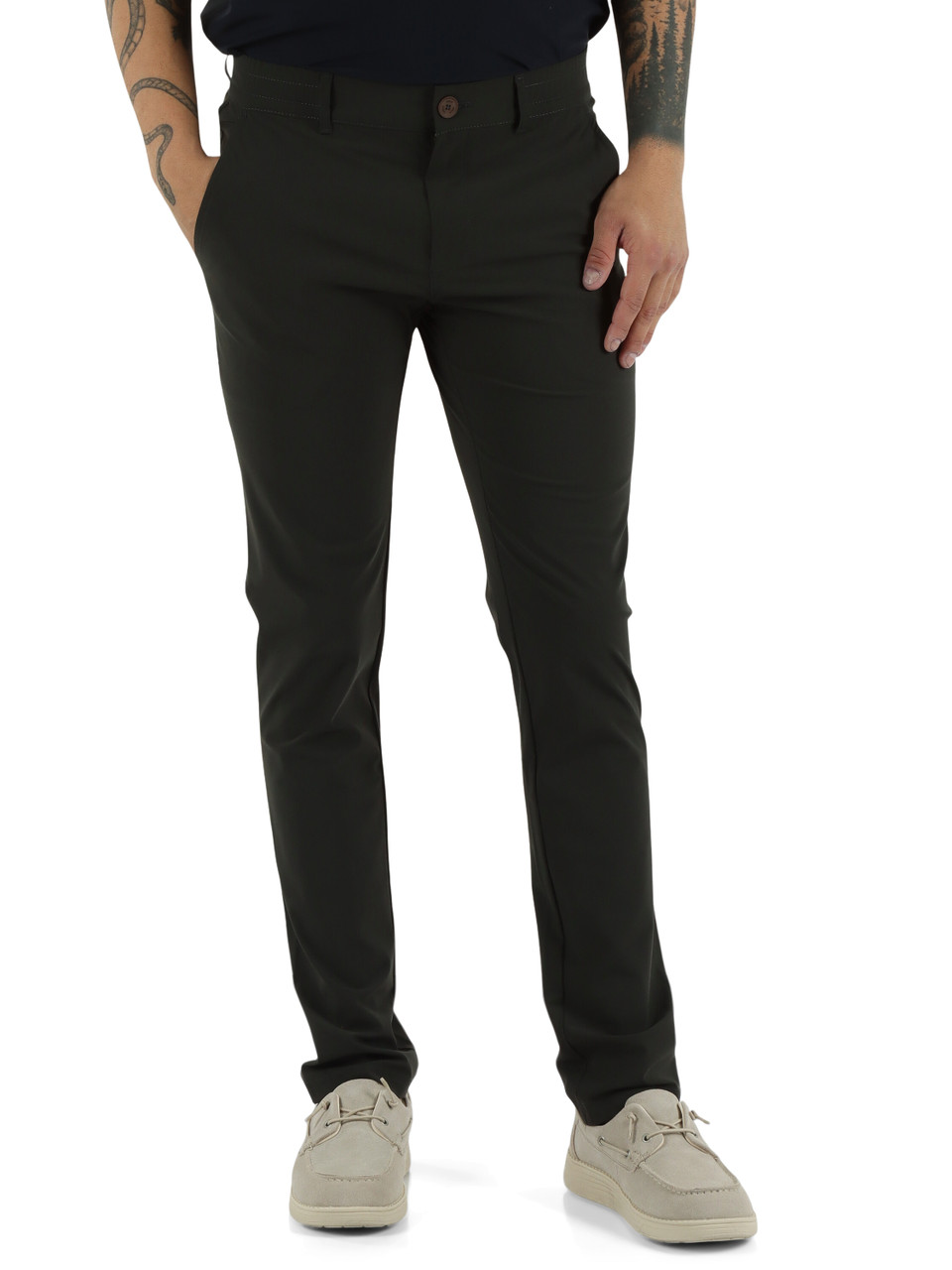 VERDE SCURO | Pantalone in tessuto tecnico stretch SERGE LESCADA