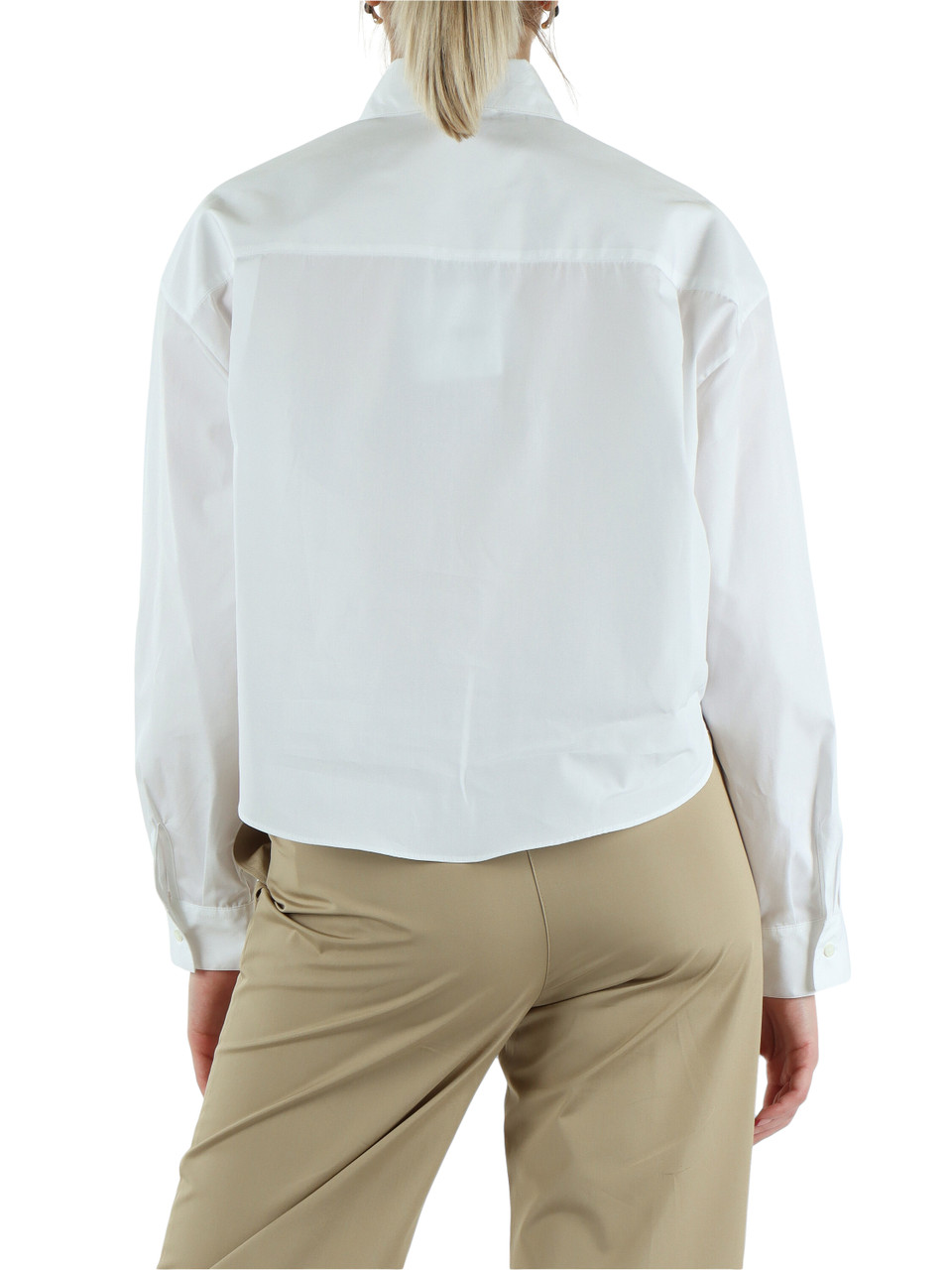 BIANCO | Camicia in popeline di cotone con spalla scesa