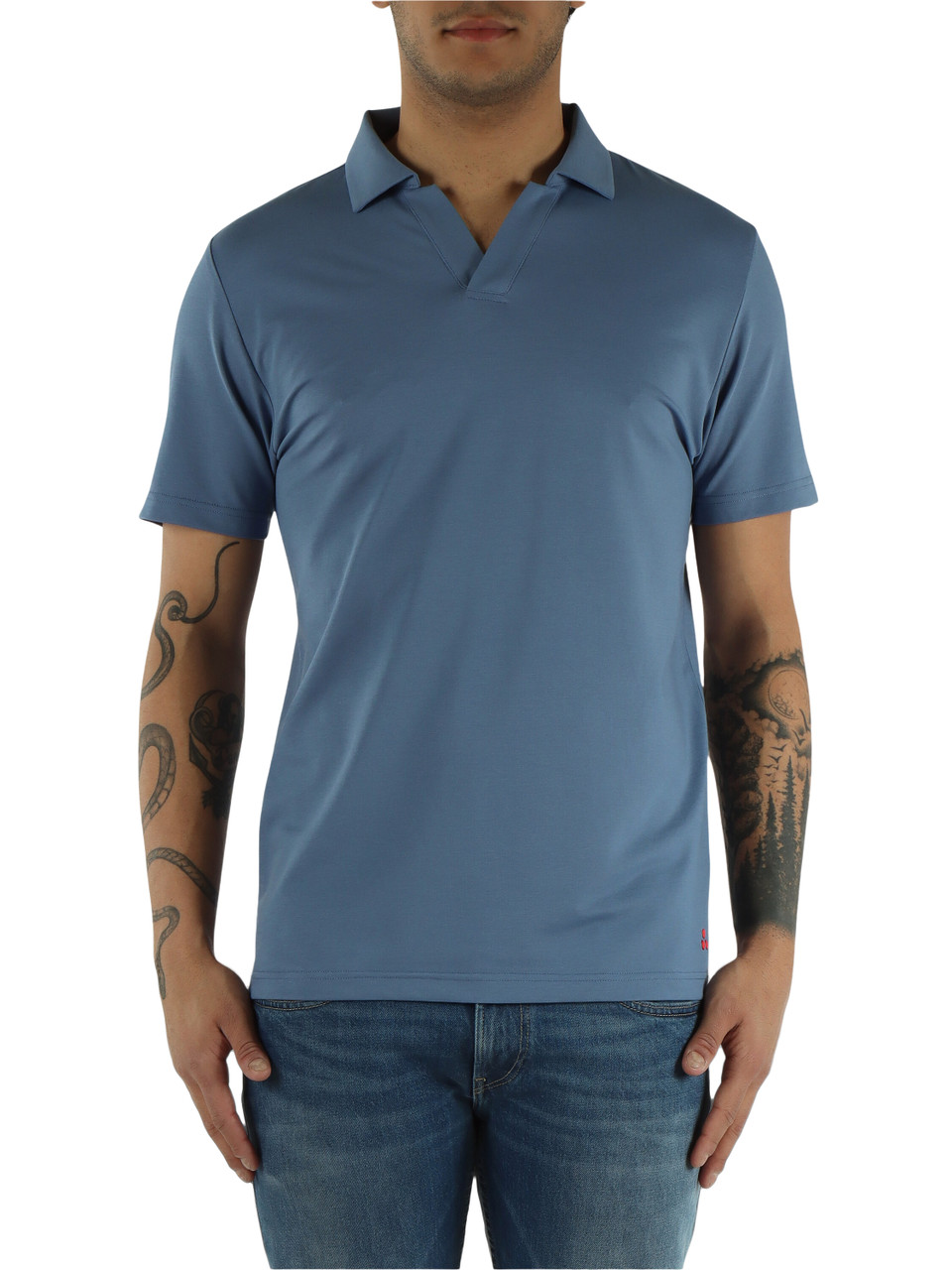 BLU CHIARO | Polo in misto cotone e seta NEW HELGO