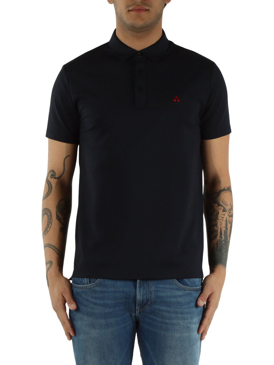 Dunkelblau | MEZZOLA 02 Poloshirt aus Baumwoll-Seiden-Mischung