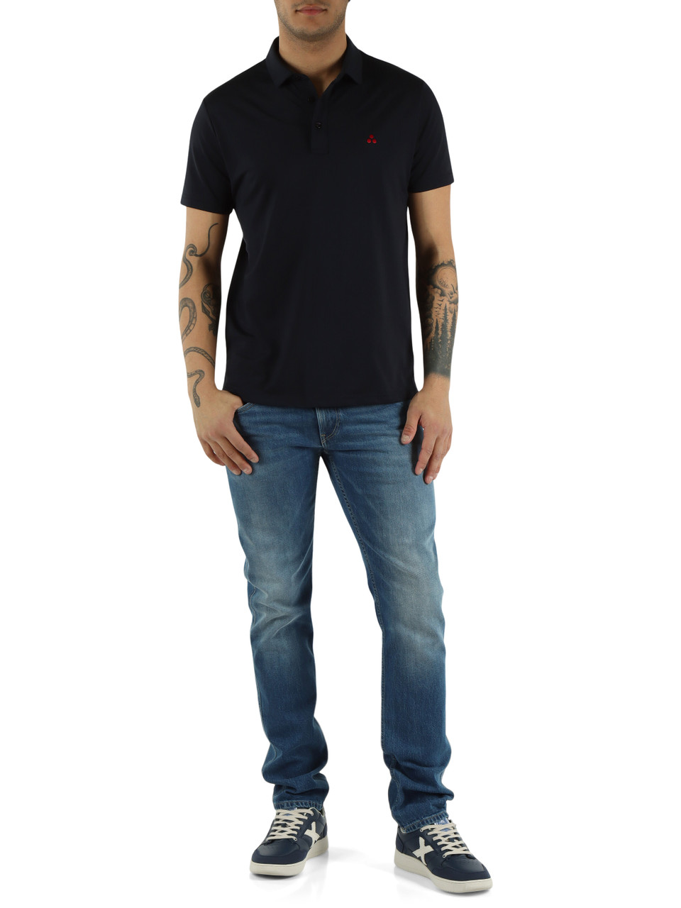 Dunkelblau | MEZZOLA 02 Poloshirt aus Baumwoll-Seiden-Mischung