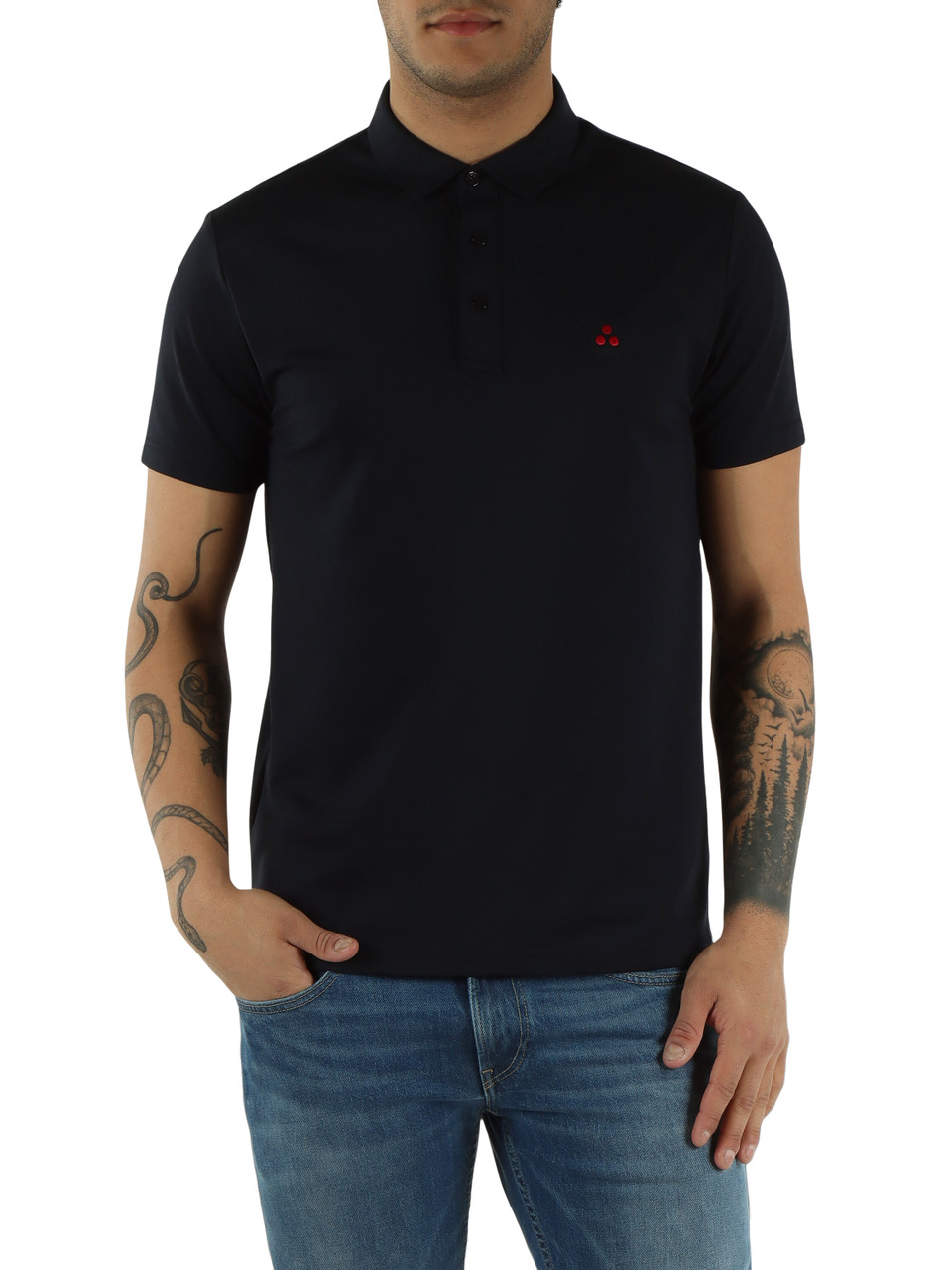 BLU SCURO | Polo in misto cotone e seta MEZZOLA 02
