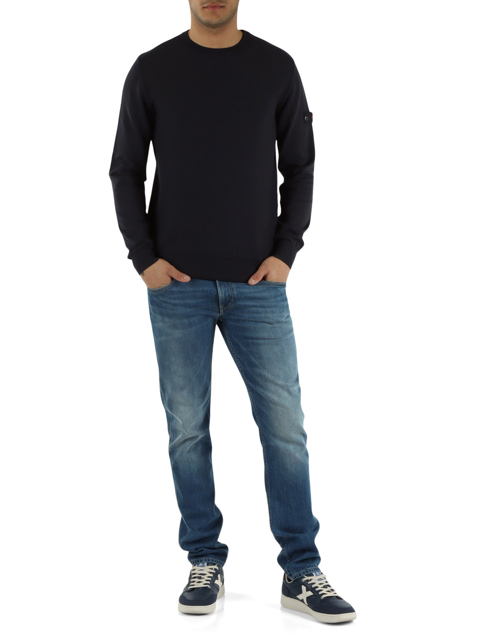 Dunkelblau | Rundhals Baumwollpullover GANNA 03