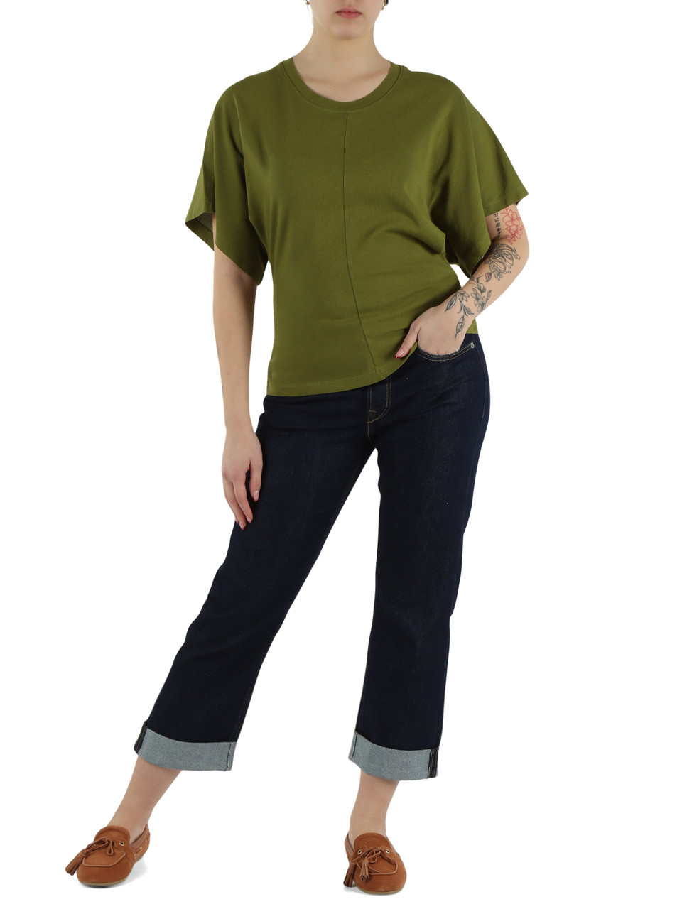 VERDE | T-shirt in cotone con placca logo