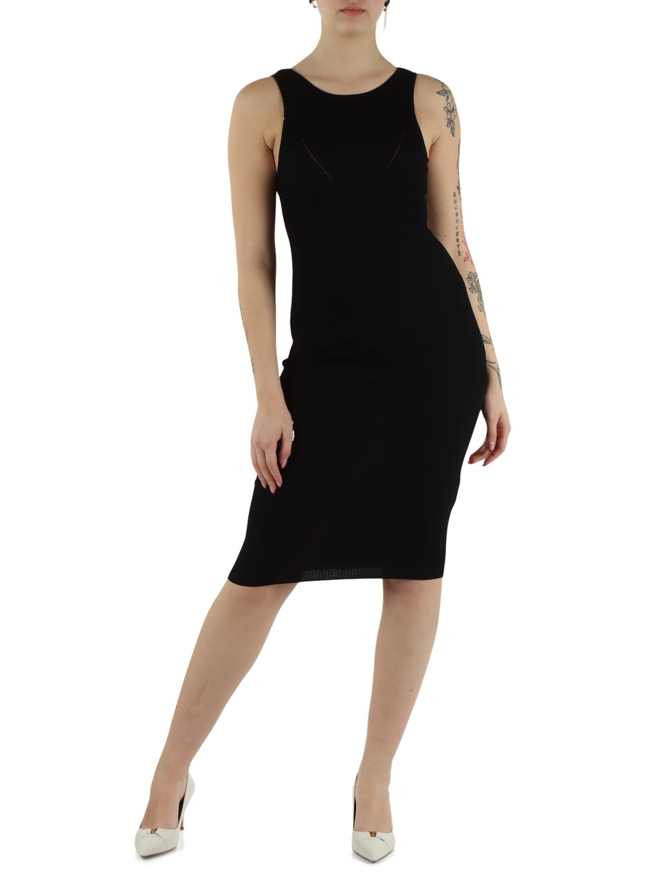 NERO | Abito a costine in maglina di misto viscosa