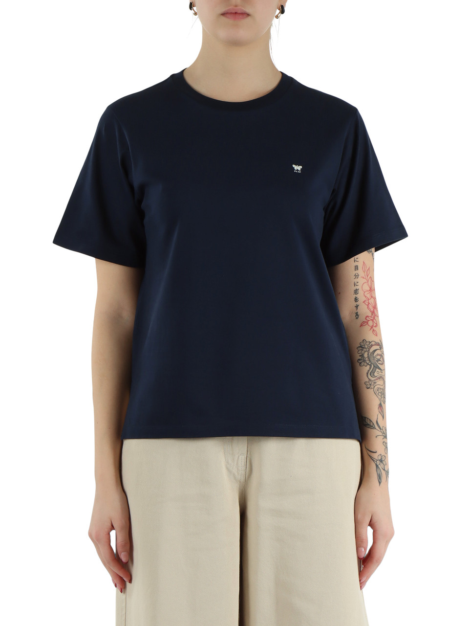 BLU SCURO | T-shirt in cotone VENACO con ricamo logo