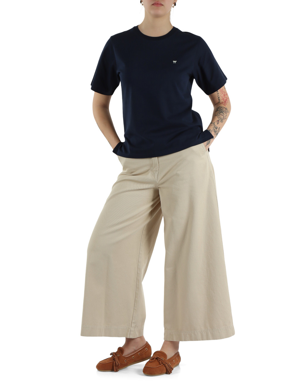 BLU SCURO | T-shirt in cotone VENACO con ricamo logo