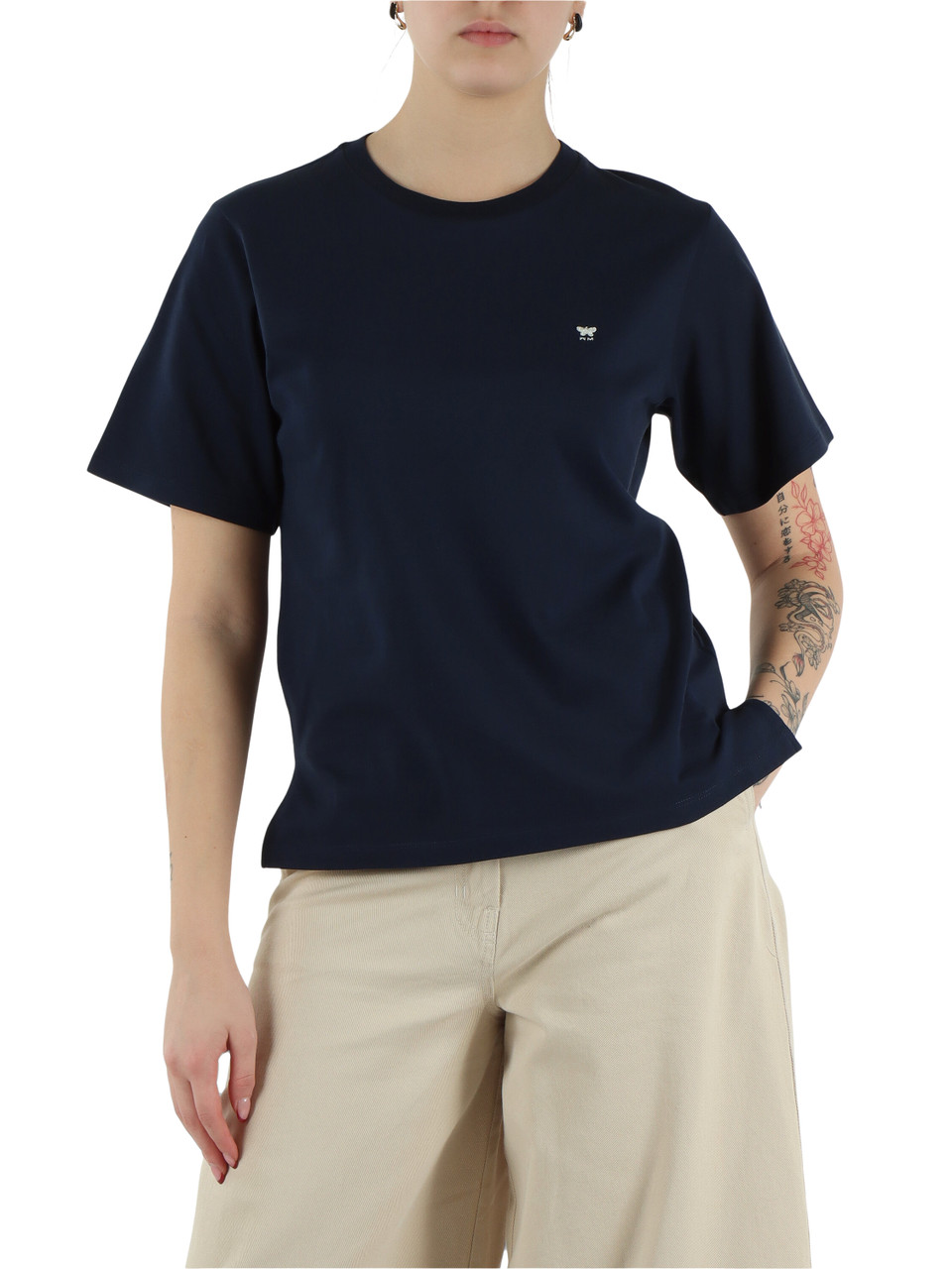 BLU SCURO | T-shirt in cotone VENACO con ricamo logo