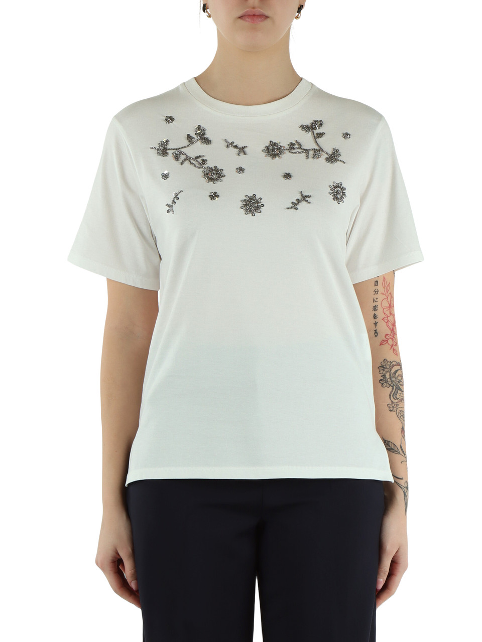 BIANCO | T-shirt in cotone AGILE con paillettes