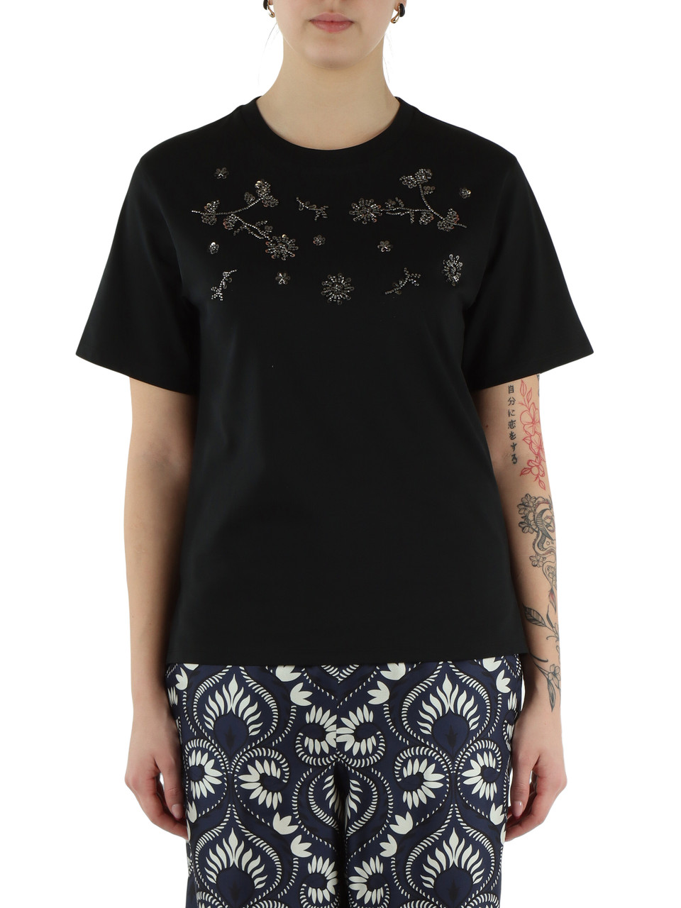 NERO | T-shirt in cotone AGILE con paillettes