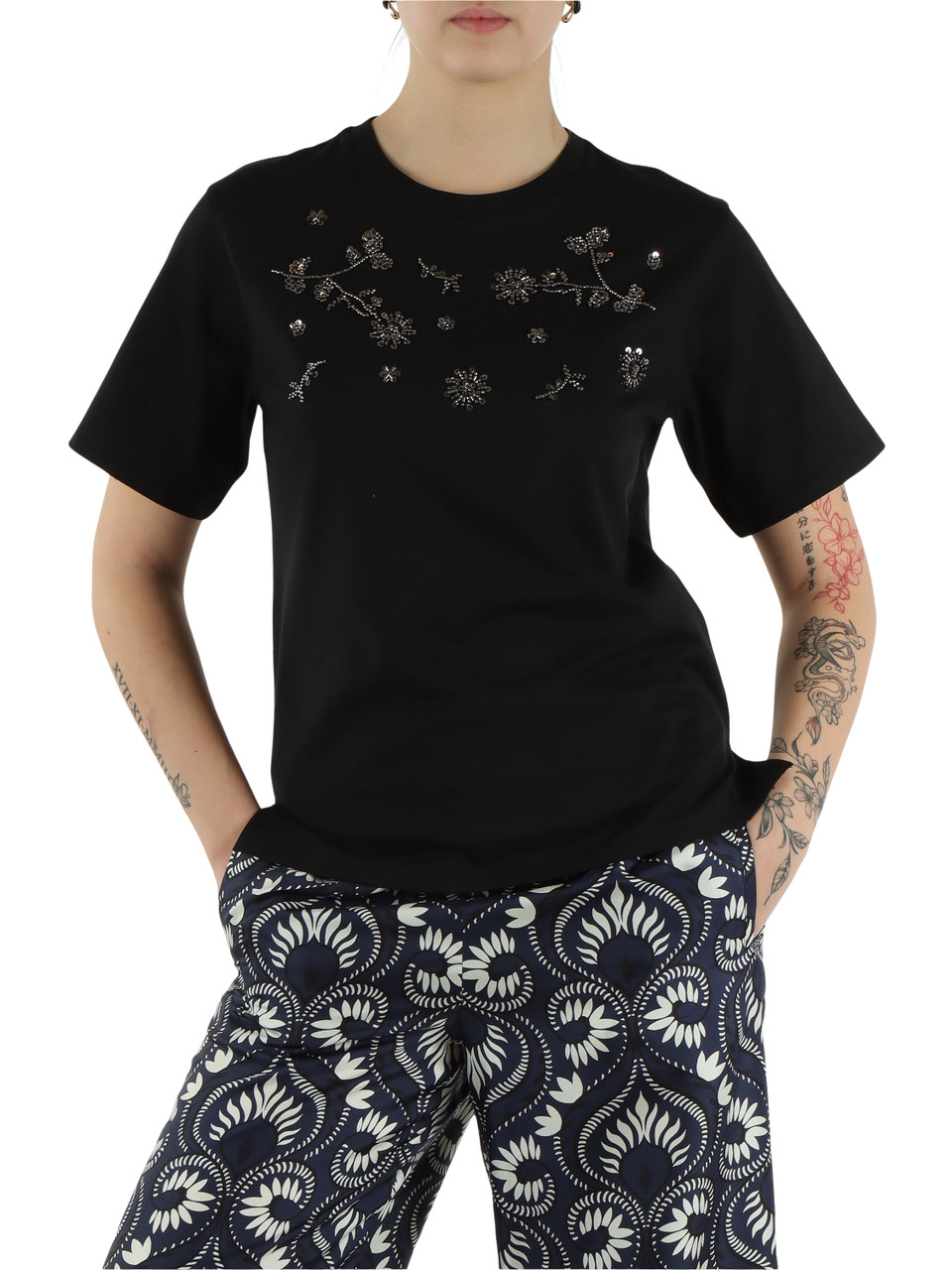 NERO | T-shirt in cotone AGILE con paillettes