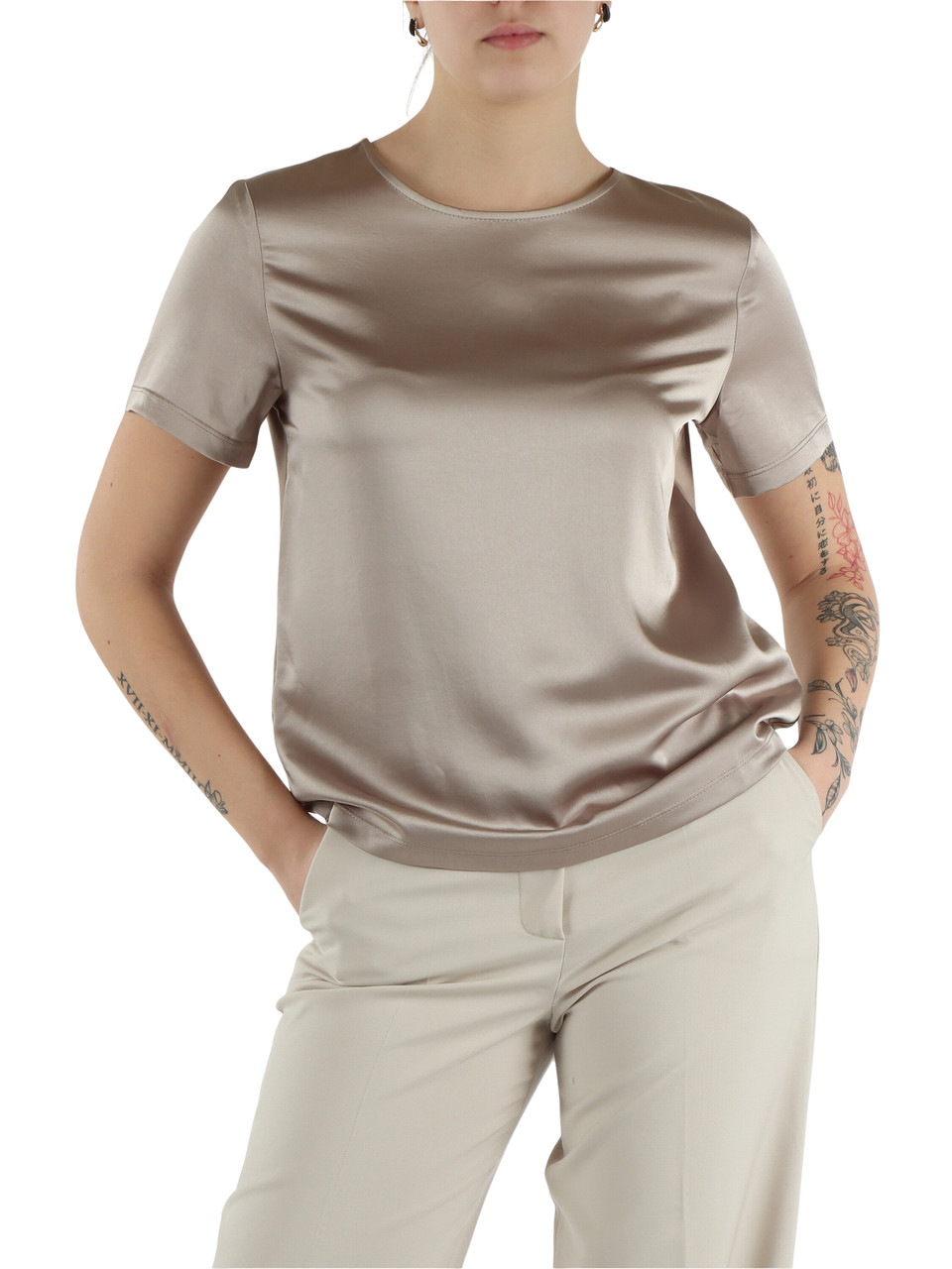 BEIGE | Blusa con pannelli a contrasto ZONA