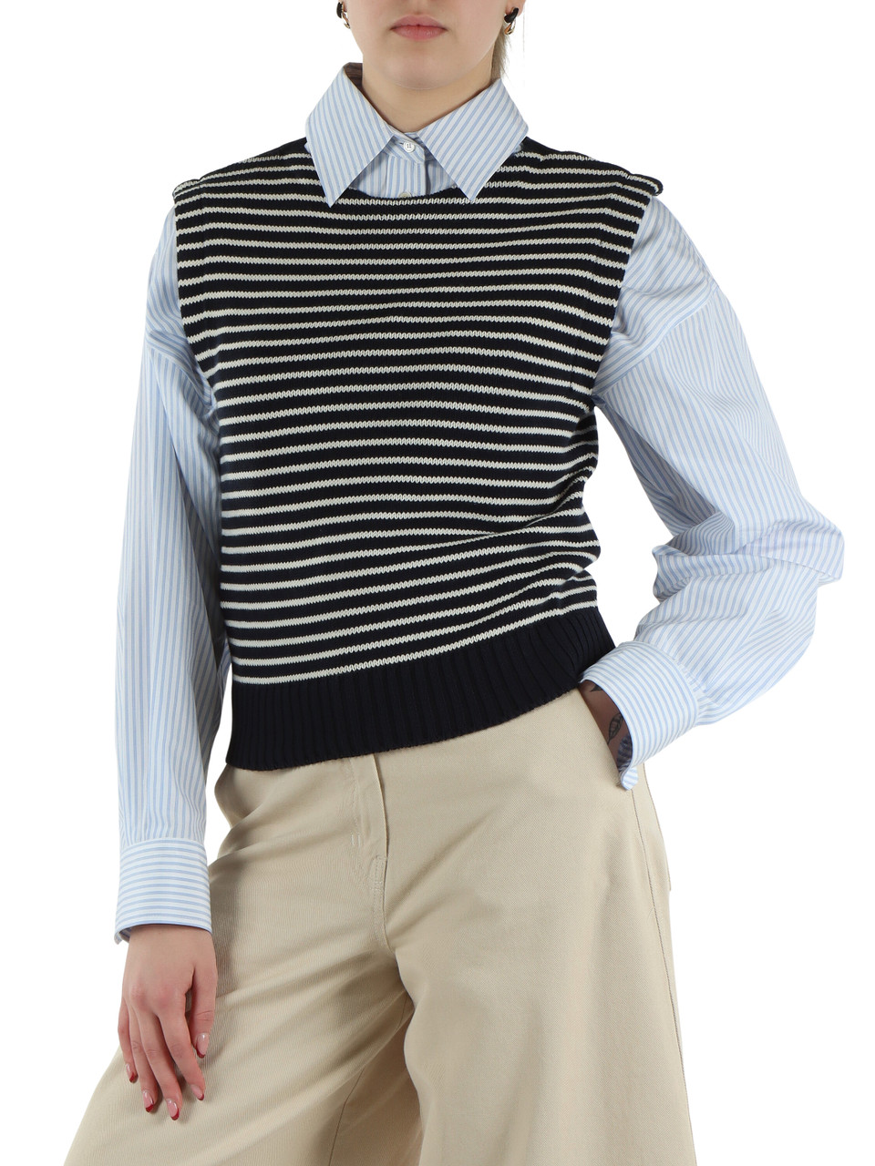 BLU SCURO | Gilet in filato di cotone LANDA