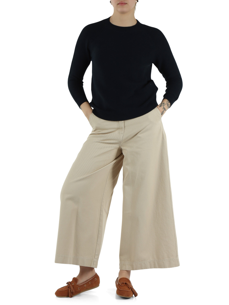 BLU SCURO | Maglia girocollo in cotone AERE