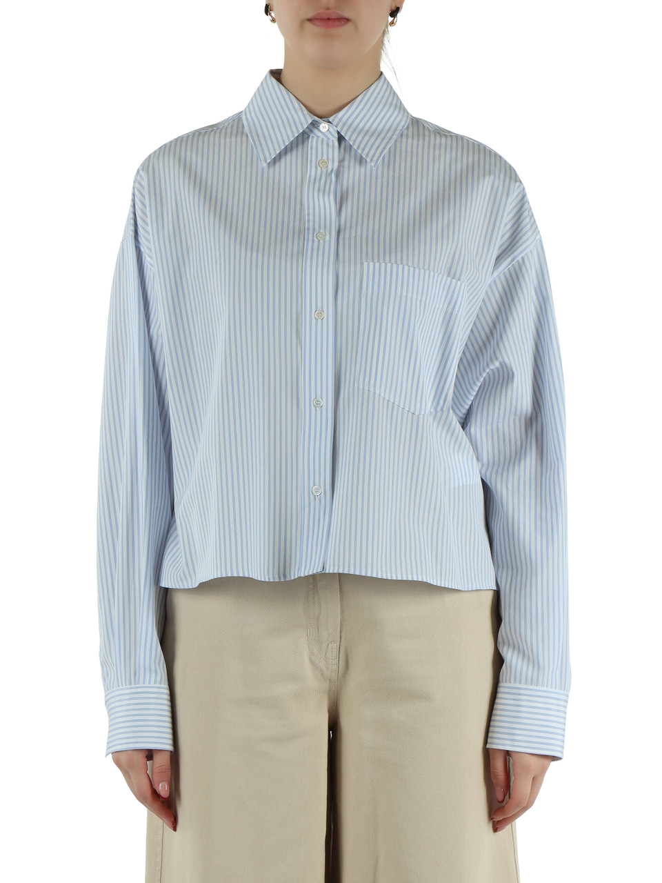 CELESTE | Camicia cropped EDEN con pieghe posteriori