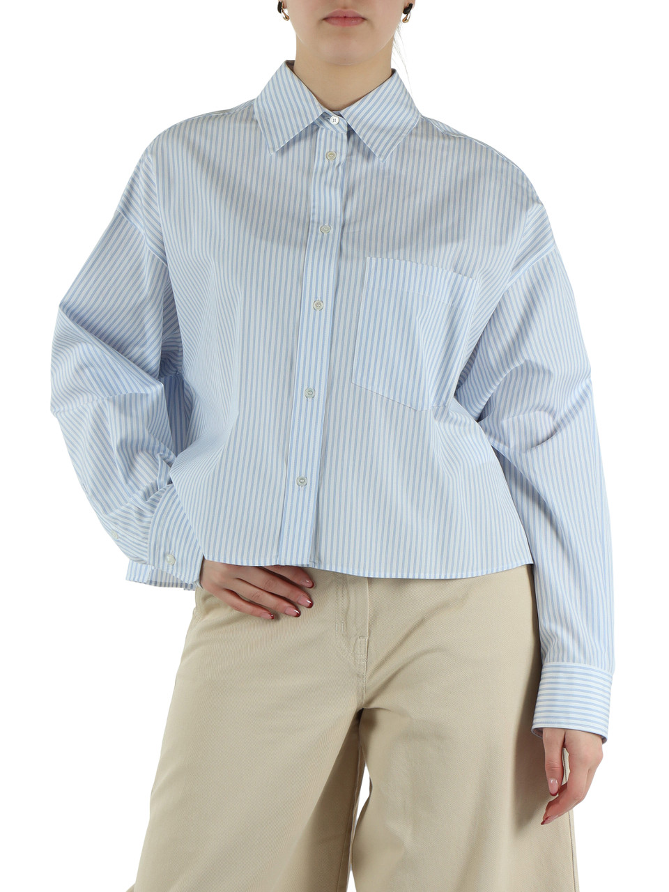 CELESTE | Camicia cropped EDEN con pieghe posteriori